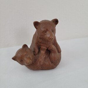 Vintage Red Mill Mfg Figurine Bear Cubs Playing Hand Crafted USA